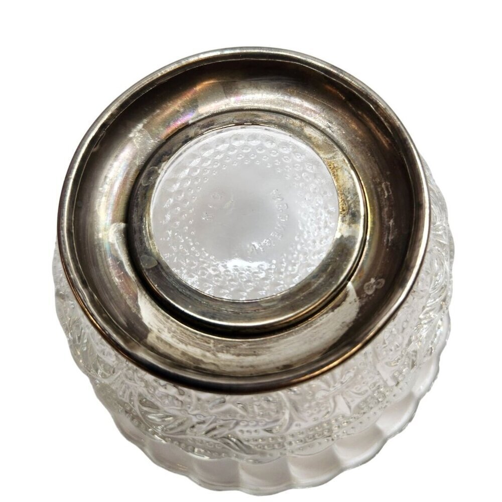 4"  VINTAGE GENUINE CRYSTAL & SILVER PLATE PEDESTAL BOWL BY KINGSLEY - Picture 4 of 5